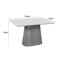 Mesa de Jantar Retangular Maya 140 Cm Base Mdf Laminado Off White - 2