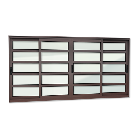Janela Alumínio Elite c/Travessas 4F.Móv.120 x 150 V.Liso Marrom Corten Brimak