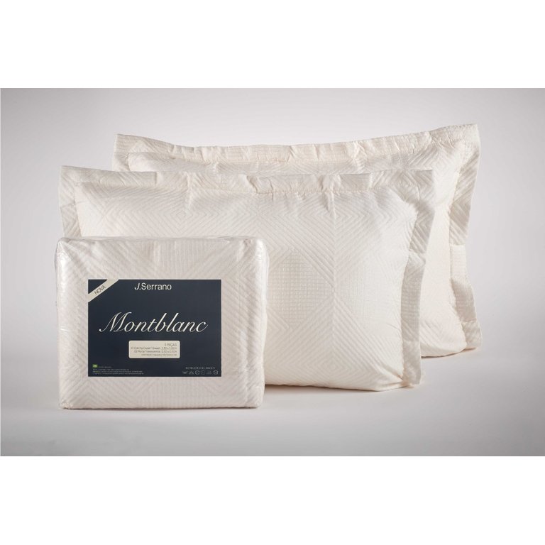 Kit Colcha Montblanc Cairo Branco Natural Solteiro 180x230cm