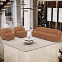 Ver mais imagens de Sofá 3 Lugares Curvo Orgânico com 02 Poltronas Living 250cm Barolo L06 Bouclê Terracota