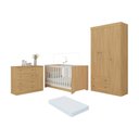 Ver imagem 1 de Quarto de Bebê Completo Berço Americano 3 em 1 Colchão Encanto Multimóveis Mp4605 Madeirado