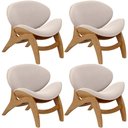 Ver imagem 1 de Kit 4 Poltronas Decorativa Orgânica Sala Living Kadosh L02 Suede Bege