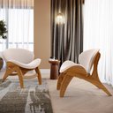 Ver imagem 6 de Kit 4 Poltronas Decorativa Orgânica Sala Living Kadosh L02 Suede Bege