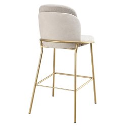 Banqueta com Assento Estofado e Base em Aço Carbono com Pintura Automotiva – Luna Exclusiva Dourado  - 4