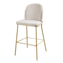 Banqueta com Assento Estofado e Base em Aço Carbono com Pintura Automotiva – Luna Exclusiva Dourado  - 2