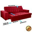 Ver imagem 4 de Sofá 3 Lugares Itália Plus 2,10m Retrátil, Reclinável, com 2 Puffs Pés Palito, Vermelho