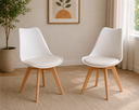 Ver imagem 1 de Kit 2 Cadeiras Charles Eames Leda Luisa Saarinen Design Wood Estofada Base Madeira - Branco