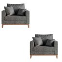 Ver imagem 3 de Kit 02 Poltrona Decorativa Beny Pés Base em Madeira Linho Cor:grafite