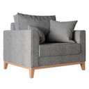 Ver imagem 2 de Kit 02 Poltrona Decorativa Beny Pés Base em Madeira Linho Cor:grafite