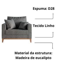 Kit 02 Poltrona Decorativa Beny Pés Base em Madeira Linho Cor:grafite - 5