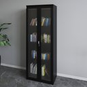 Ver imagem 1 de Armário para Escritório 2 Portas 4 Prateleiras com Vidro Me4189 Preto - Tecno Mobili