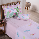 Ver imagem 2 de Kit Edredom Girl Solteiro Infantil 300 Fios Estampa Libélulas 4 Pçs