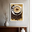 Ver imagem 1 de Quadro Decorativo Grão Xícara Café Coração - 70x50cm:moldura Preta