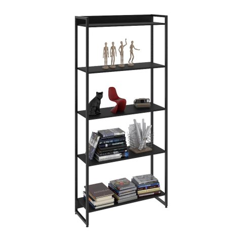 Estante Multiuso Para Escritório Industrial 05 Prateleiras Areta 186x80cm C01 Onix - Lyam Decor