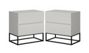Ver imagem 1 de Conjunto 2 Mesa de Cabeceira Estilo Industrial 2 Gavetas Eros 45 Base Preta:off White