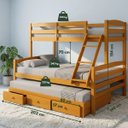 Ver imagem 2 de Cama Treliche Casal Solteiro Madeira Maciça 3 Gavetas:Mel