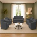 Ver imagem 1 de Kit Namoradeira + 4 Poltronas Decorativas para Sala Mila Suede Cores Pé de Plastico Cromado
