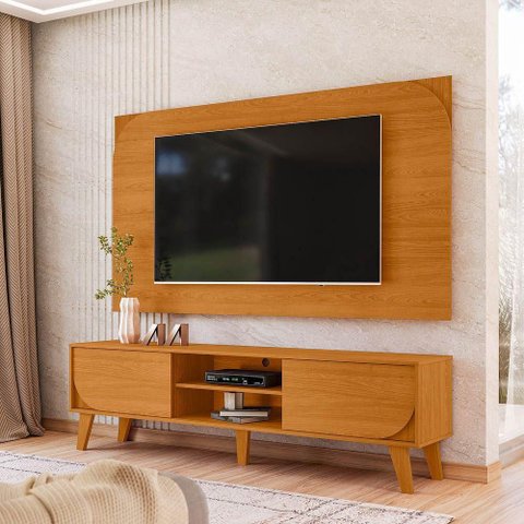 Painel TV Rack Bancada Suzy M20 65" 182cm MDP Correr Cinamomo D'Rossi