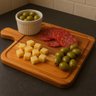 Tábua Teca 34x22cm com Cabo Área para Ramekin Servir Lanches Hambúrguer Petisqueira - 2