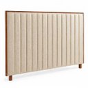 Ver imagem 2 de Painel Cabeceira Estofado Cama Box King Moldura Madeira Lua: Linho Bege