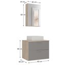 Ver imagem 5 de Conjunto Gabinete Banheiro Rubi 60cm - Gabinete + Cuba + Espelheira - Madeirado/cinza