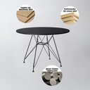 Ver imagem 5 de Mesa De Jantar Com 4 Cadeiras Tampo Redondo Preto 90Cm Base De Ferro Preto Cor: Preto