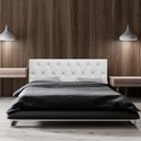 Ver imagem 2 de Cabeceira Estofada Casal Capitonê Luna Corino Branco 140 X 80 cm RBL