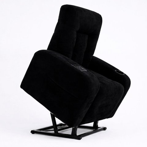Poltrona Lift Elevação Rover Reclinável Elétrica Veludo Preto - Sallar Home