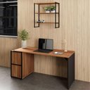 Ver imagem 1 de Mesa para Escritório com Nicho Aéreo Industrial 150cm Nogal com Preto F5 Office