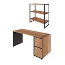 Ver imagem 3 de Mesa para Escritório com Nicho Aéreo Industrial 150cm Nogal com Preto F5 Office