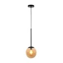 Ver imagem 1 de Lustre Pendente Orby Preto Vidro Bola Âmbar Moderno Luxo Sala Quarto Cabeceira Escritório Inl87