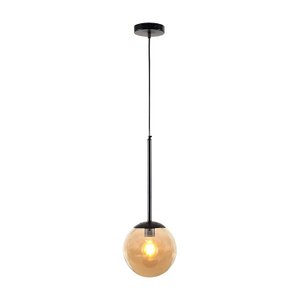 Lustre Pendente Orby Preto Vidro Bola Âmbar Moderno Luxo Sala Quarto Cabeceira Escritório Inl87