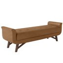 Ver imagem 1 de Puff Recamier Calçadeira 140cm Base Madeira Neville P02 Sintético Caramelo - Mpozenato