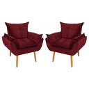 Ver imagem 1 de Kit 2 Poltronas Decorativa Opala Veludo Vermelho