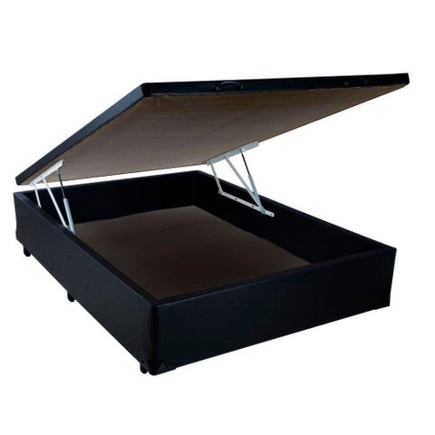 Cama Box Baú Blindado Viúva Homequeen Sintético Preto 41x128x188