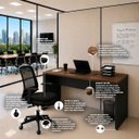 Ver imagem 6 de Conjunto Mesa de Escritório 140x60cm + Cadeira Ergonômica Sistema Syncron Pistão Classe 4 Reclinável