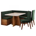 Ver imagem 2 de Conjunto Canto Alemão Baú Prestigio Mesa 120x80cm e 2 Cadeiras Milão Mel/off White/veludo Oliva- Cas