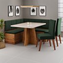 Ver imagem 1 de Conjunto Canto Alemão Baú Prestigio Mesa 120x80cm e 2 Cadeiras Milão Mel/off White/veludo Oliva- Cas