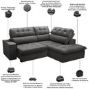 Ver imagem 4 de Sofá 3 Lugares Retrátil Reclinável Chaise Direito 243cm Solin F04 Veludo Grafite - Lyam Decor
