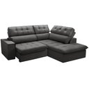 Ver imagem 1 de Sofá 3 Lugares Retrátil Reclinável Chaise Direito 243cm Solin F04 Veludo Grafite - Lyam Decor