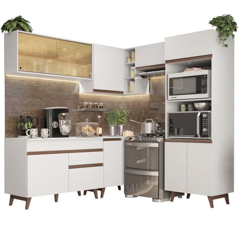Cozinha Completa de Canto Branco Reims Madesa