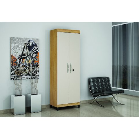Armario Multiuso 2 Portas Cinamomo/Off white Asteca Valde Moveis