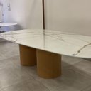 Ver imagem 5 de Mesa de Jantar Oásis Orgânica Cilíndrica Calacata Gold 244x137 Cm
