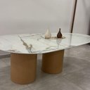 Ver imagem 6 de Mesa de Jantar Oásis Orgânica Cilíndrica Calacata Gold 244x137 Cm