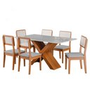 Ver imagem 1 de Conjunto de Mesa Sala de Jantar Tampo com Vidro 1,60m Grécia 6 Cadeiras Santiago Dobuê Madeirado