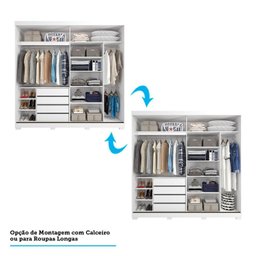 Guarda Roupa Casal 100% Mdf 2 Portas de Correr Blumenau Panan Móveis:branco - 4