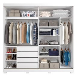 Guarda Roupa Casal 100% Mdf 2 Portas de Correr Blumenau Panan Móveis:branco - 2