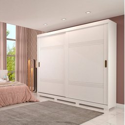 Guarda Roupa Casal 100% Mdf 2 Portas de Correr Blumenau Panan Móveis:branco - 1