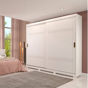 Guarda Roupa Casal 100% Mdf 2 Portas de Correr Blumenau Panan Móveis:branco