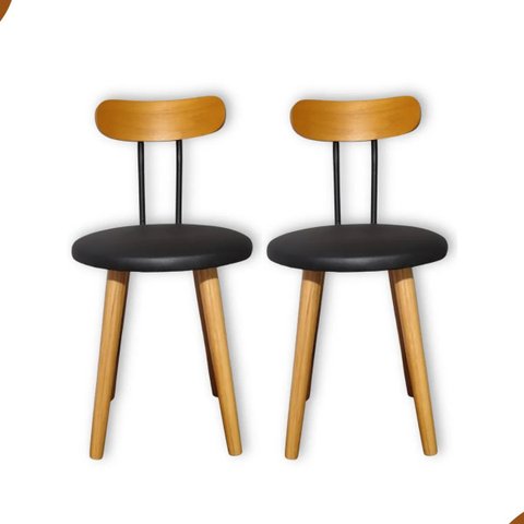 Kit 2 Cadeira de Jantar Pé Palito Madeira Eucalipto Estofada Encosto Resistente Custo Beneficio